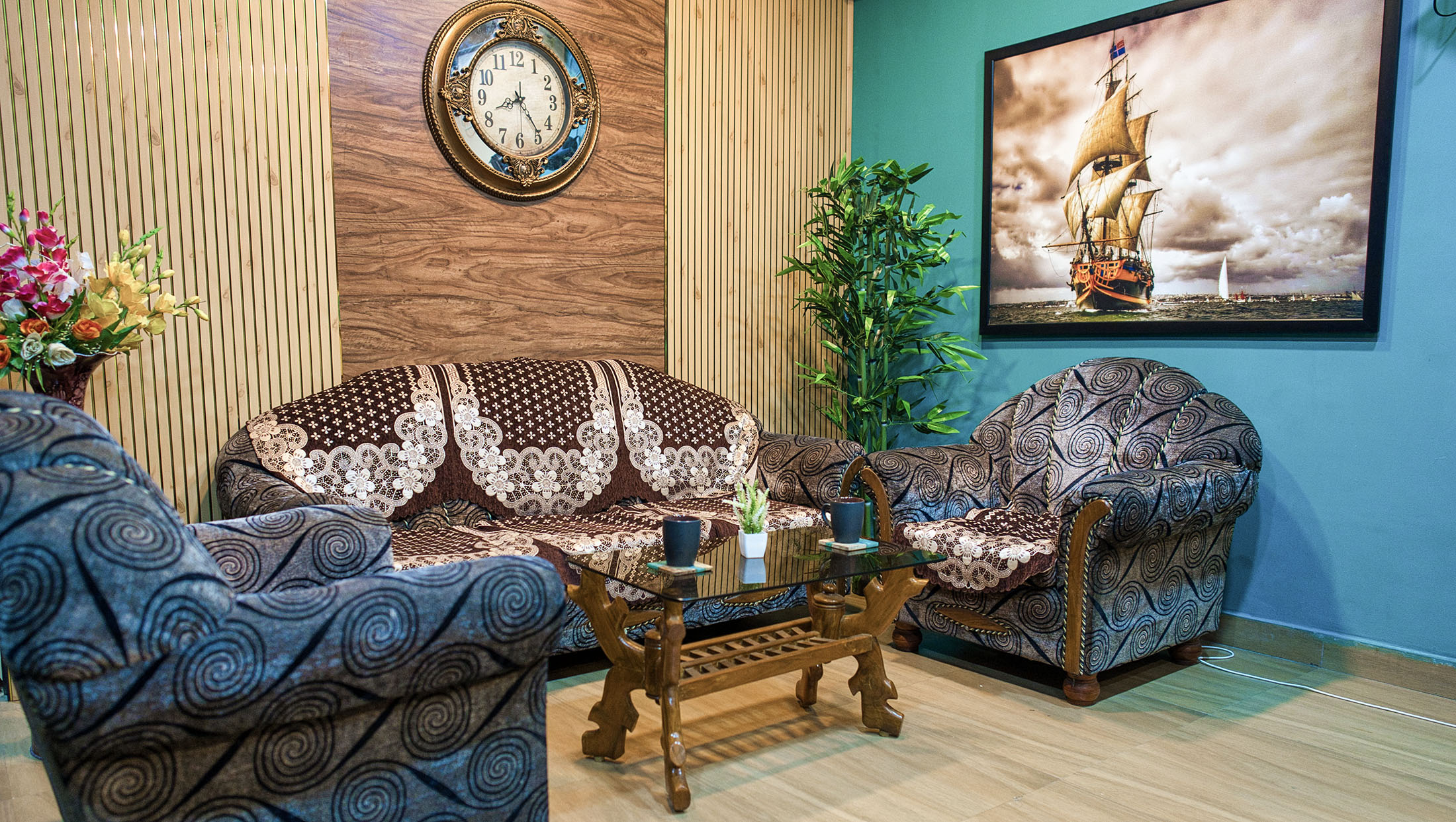 Relaxed lounge conversation at Newtown Podcast Studio